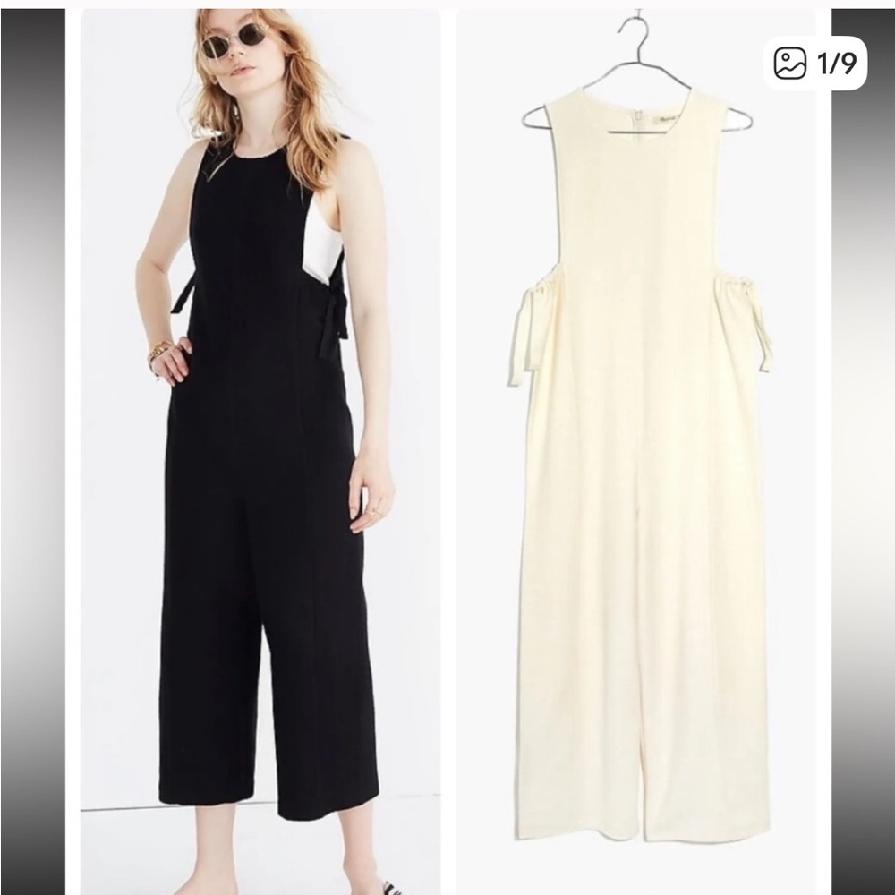 Madewell texture and thread cream side tie jumpsuit